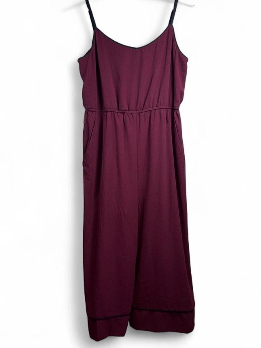 Vintage A.U.W Burgundy Wide Leg Jumpsuit XL Adjustable Straps Pockets
